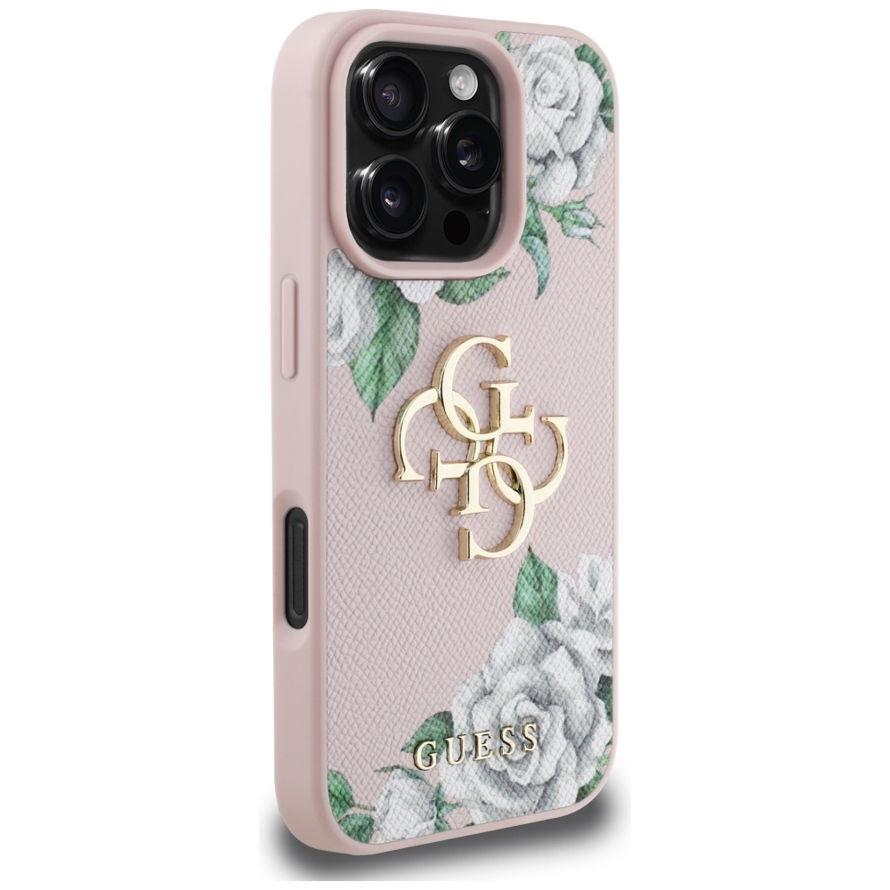 iTok webáruház - Guess Guess Grained Roses Big 4G logo tok iPhone 16 Pro készülékhez (rózsaszín) 4 Guess Grained Roses Big 4G logo iPhone 16 Pro case (rózsaszín)