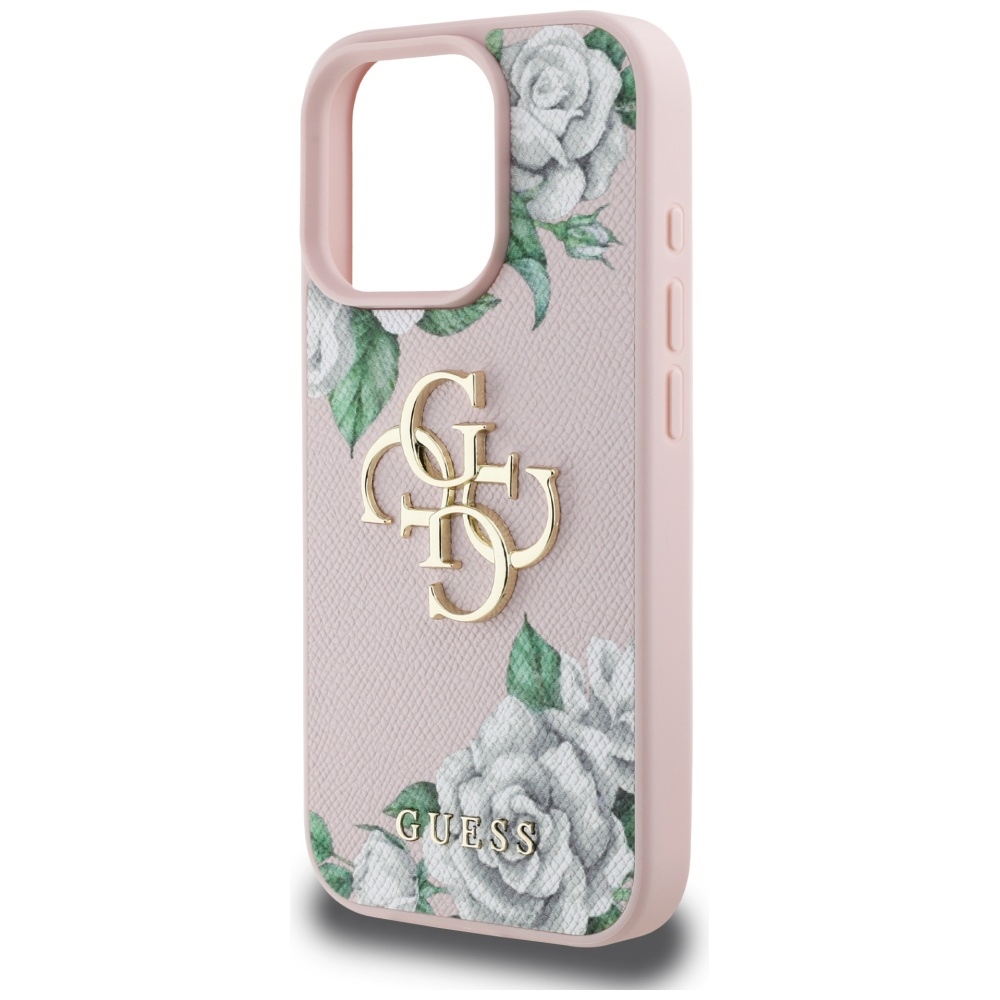 iTok webáruház - Guess Guess Grained Roses Big 4G logo tok iPhone 16 Pro készülékhez (rózsaszín) 6 Guess Grained Roses Big 4G logo iPhone 16 Pro case (rózsaszín)