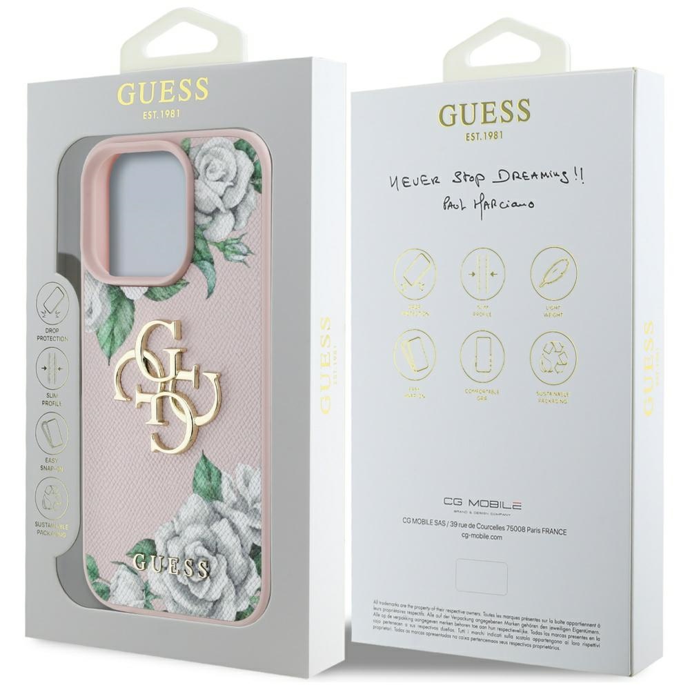 iTok webáruház - Guess Guess Grained Roses Big 4G logo tok iPhone 16 Pro készülékhez (rózsaszín) 8 Guess Grained Roses Big 4G logo iPhone 16 Pro case (rózsaszín)