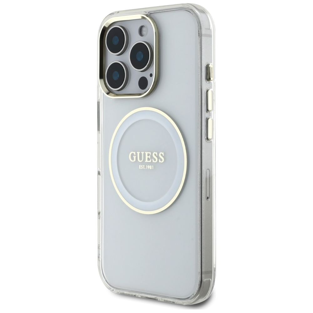 iTok webáruház - Guess Guess IML Metal Colored Circle Classic Logo MagSafe tok iPhone 16 Pro készülékhez (fehér) 2 Guess IML Metal Colored Circle Classic Logo MagSafe case for iPhone 16 Pro (fehér)