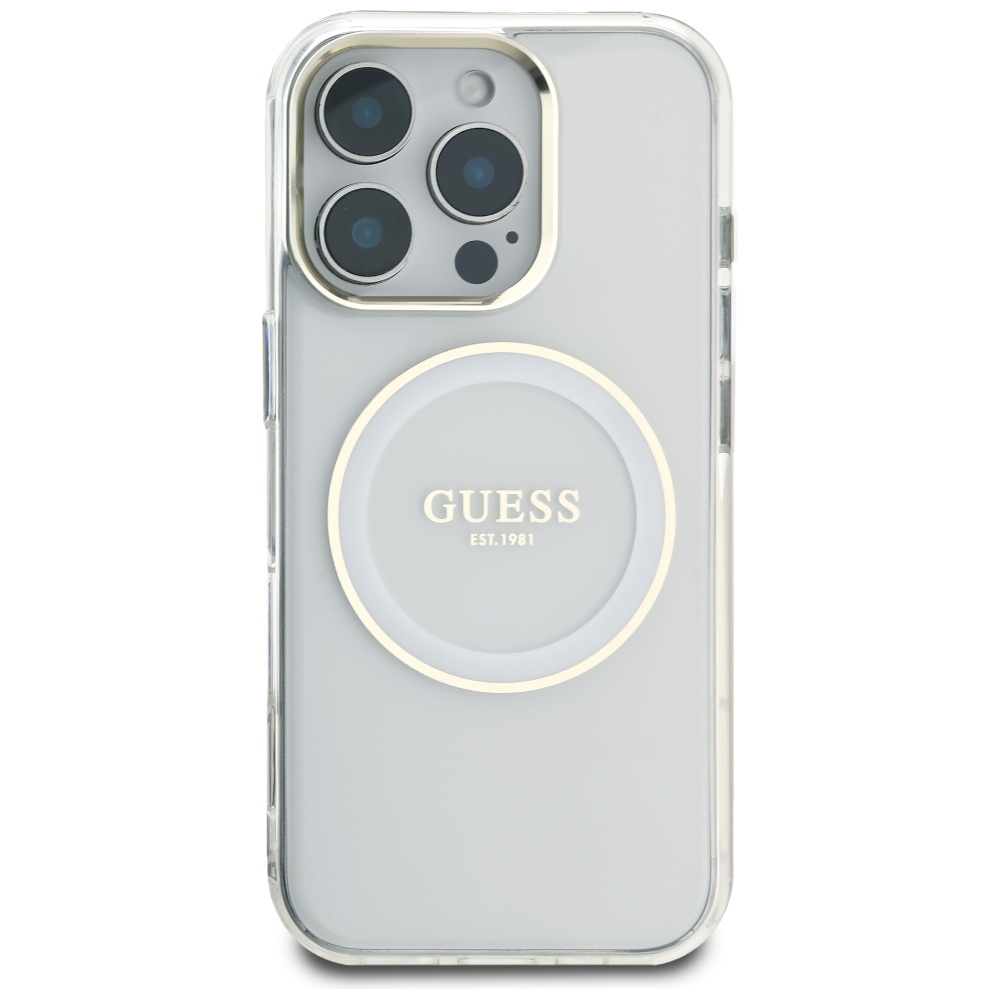 iTok webáruház - Guess Guess IML Metal Colored Circle Classic Logo MagSafe tok iPhone 16 Pro készülékhez (fehér) 3 Guess IML Metal Colored Circle Classic Logo MagSafe case for iPhone 16 Pro (fehér)
