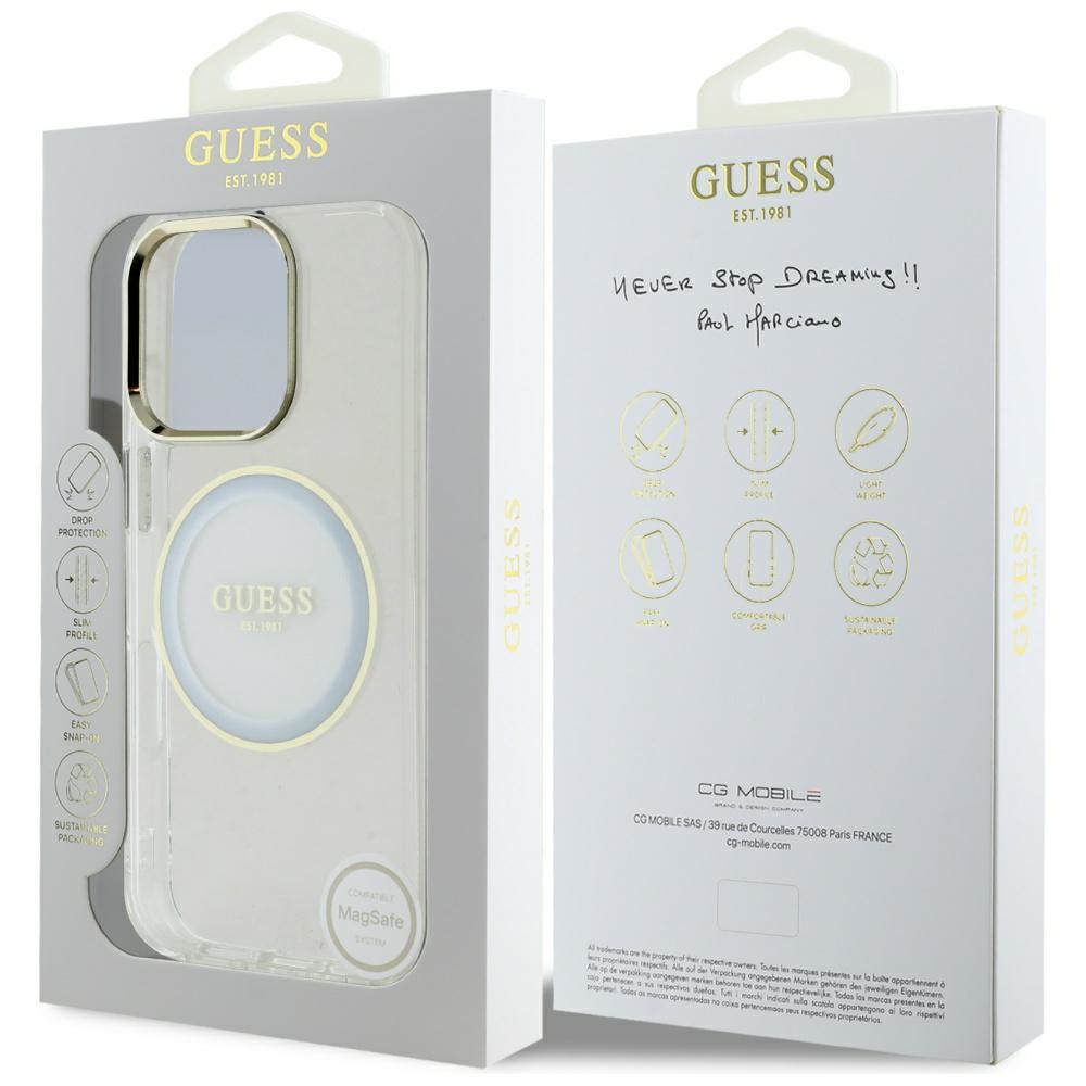 iTok webáruház - Guess Guess IML Metal Colored Circle Classic Logo MagSafe tok iPhone 16 Pro készülékhez (fehér) 8 Guess IML Metal Colored Circle Classic Logo MagSafe case for iPhone 16 Pro (fehér)