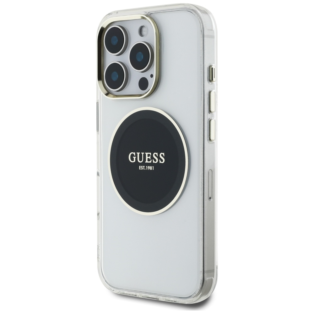 iTok webáruház - Guess Guess IML Metal Colored Circle Classic Logo MagSafe tok iPhone 16 Pro készülékhez (fekete) 2 Guess IML Metal Colored Circle Classic Logo MagSafe case for iPhone 16 Pro (fekete)