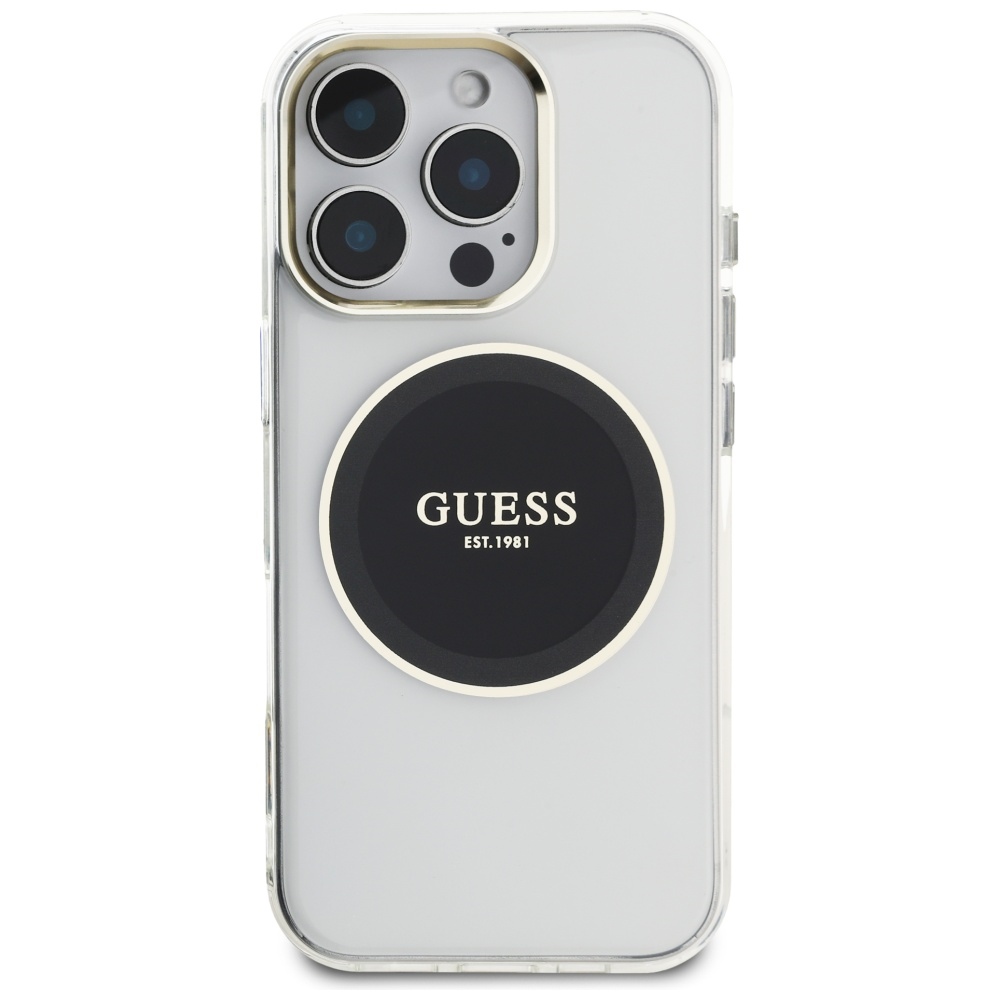 iTok webáruház - Guess Guess IML Metal Colored Circle Classic Logo MagSafe tok iPhone 16 Pro készülékhez (fekete) 3 Guess IML Metal Colored Circle Classic Logo MagSafe case for iPhone 16 Pro (fekete)