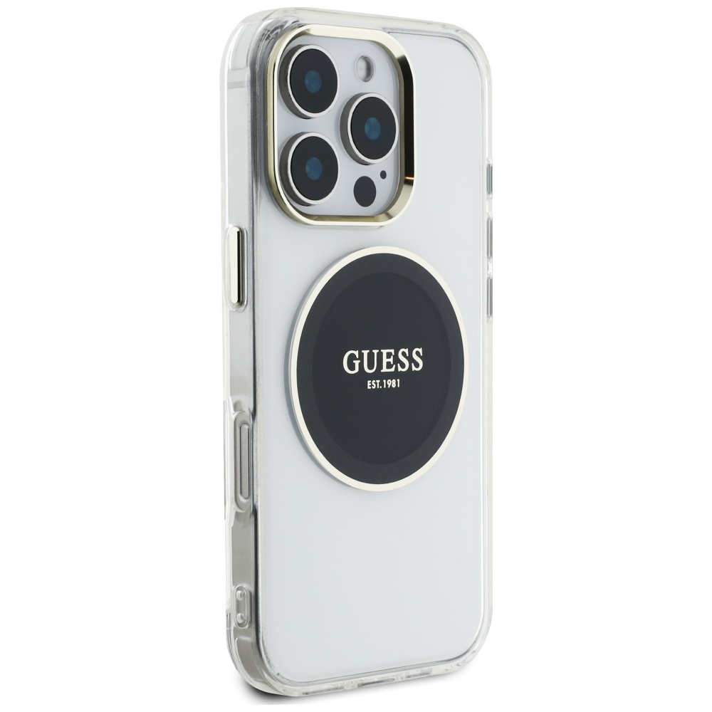 iTok webáruház - Guess Guess IML Metal Colored Circle Classic Logo MagSafe tok iPhone 16 Pro készülékhez (fekete) 4 Guess IML Metal Colored Circle Classic Logo MagSafe case for iPhone 16 Pro (fekete)