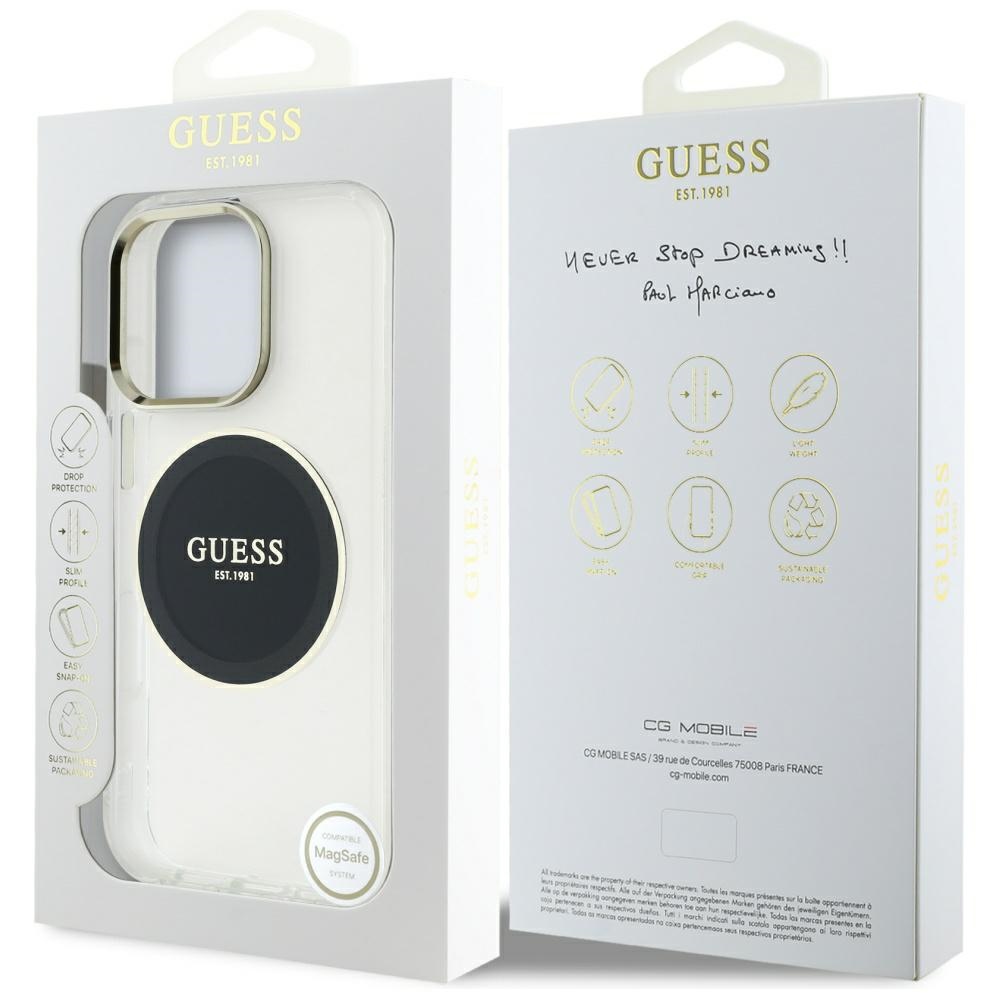 iTok webáruház - Guess Guess IML Metal Colored Circle Classic Logo MagSafe tok iPhone 16 Pro készülékhez (fekete) 8 Guess IML Metal Colored Circle Classic Logo MagSafe case for iPhone 16 Pro (fekete)