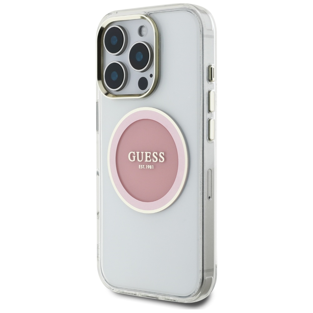 iTok webáruház - Guess Guess IML Metal Colored Circle Classic Logo MagSafe tok iPhone 16 Pro készülékhez (rózsaszín) 2 Guess IML Metal Colored Circle Classic Logo MagSafe iPhone 16 Pro Case (rózsaszín)