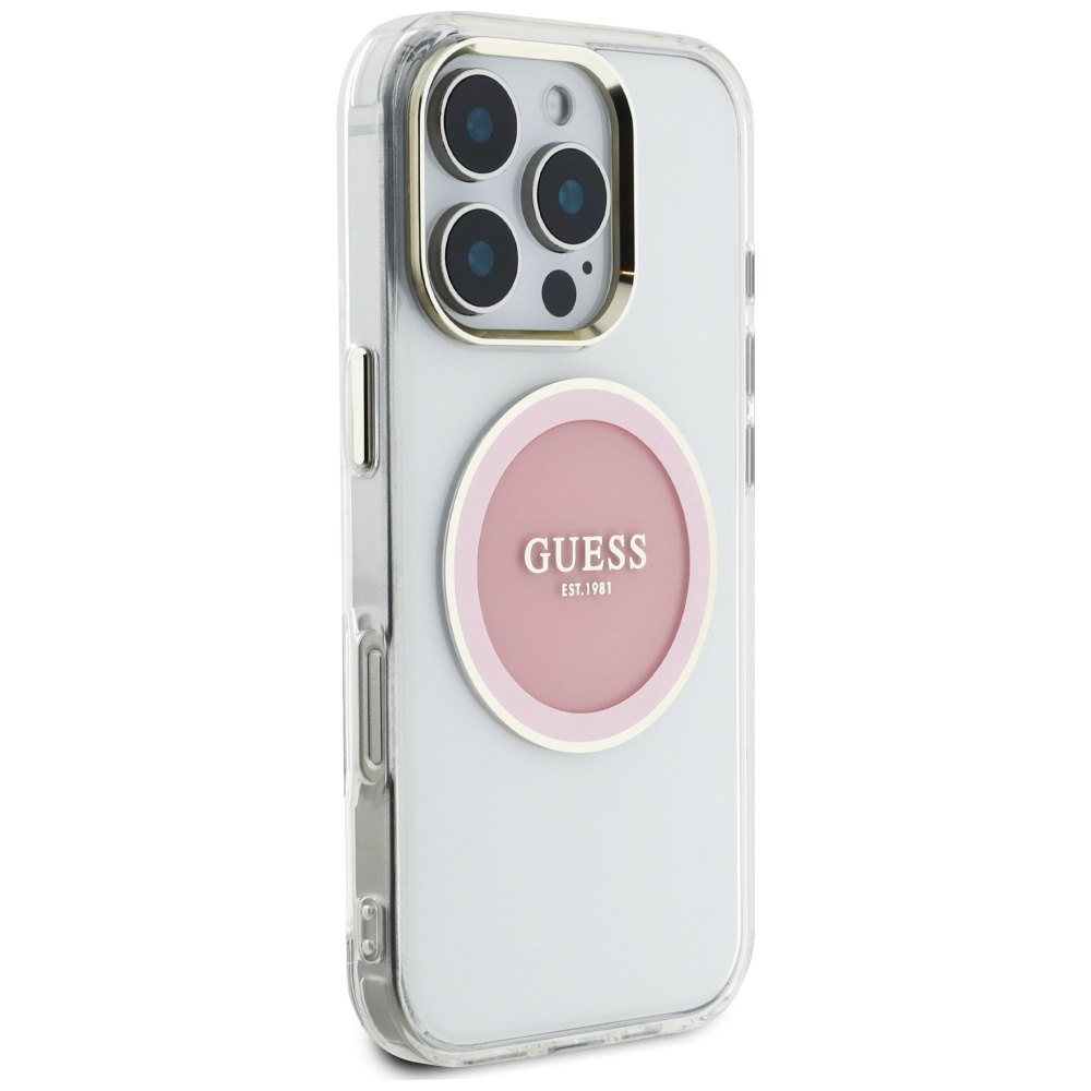iTok webáruház - Guess Guess IML Metal Colored Circle Classic Logo MagSafe tok iPhone 16 Pro készülékhez (rózsaszín) 4 Guess IML Metal Colored Circle Classic Logo MagSafe iPhone 16 Pro Case (rózsaszín)