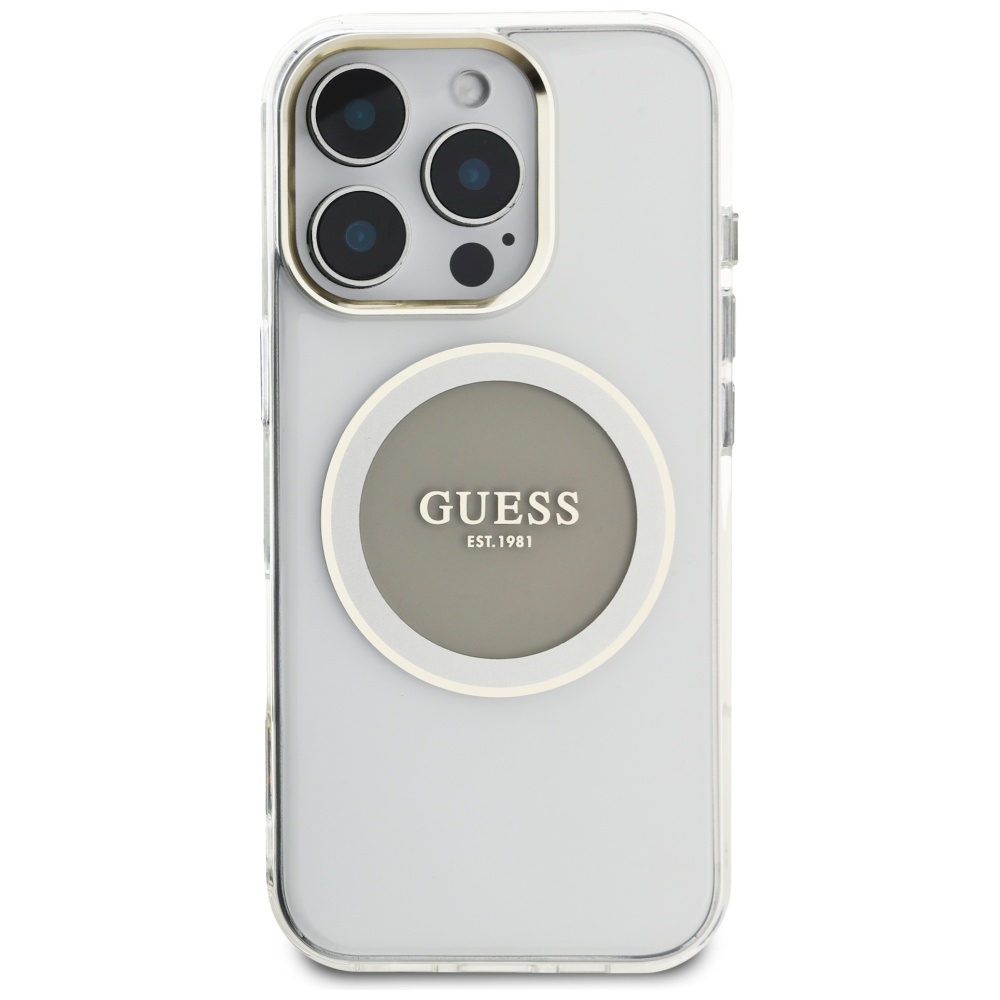 iTok webáruház - Guess Guess IML Metal Colored Circle Classic Logo MagSafe tok iPhone 16 Pro készülékhez (szürke) 3 Guess IML Metal Colored Circle Classic Logo MagSafe case for iPhone 16 Pro (szürke)