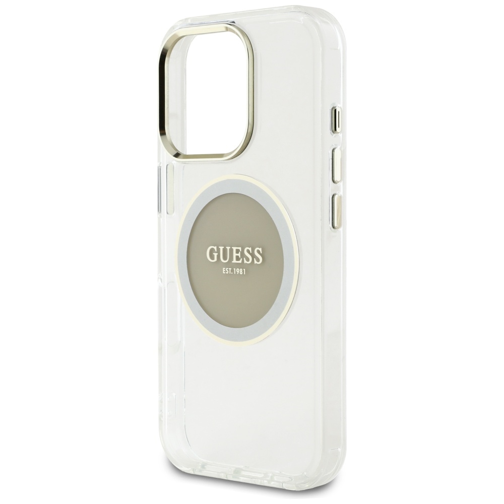 iTok webáruház - Guess Guess IML Metal Colored Circle Classic Logo MagSafe tok iPhone 16 Pro készülékhez (szürke) 6 Guess IML Metal Colored Circle Classic Logo MagSafe case for iPhone 16 Pro (szürke)