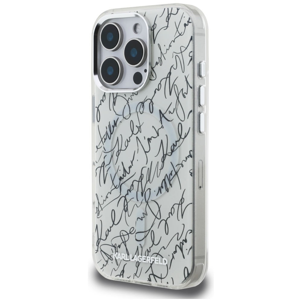 iTok webáruház - Karl Lagerfeld Karl Lagerfeld IML Karl Script Pattern MagSafe tok iPhone 16 Pro készülékhez (fehér) 2 Karl Lagerfeld IML Karl Script Pattern MagSafe Case for iPhone 16 Pro (fehér)