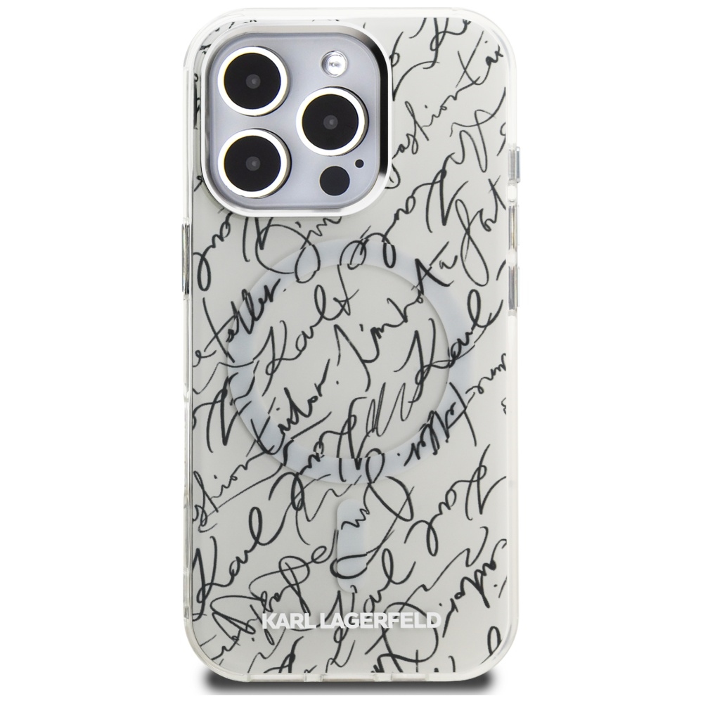 iTok webáruház - Karl Lagerfeld Karl Lagerfeld IML Karl Script Pattern MagSafe tok iPhone 16 Pro készülékhez (fehér) 3 Karl Lagerfeld IML Karl Script Pattern MagSafe Case for iPhone 16 Pro (fehér)