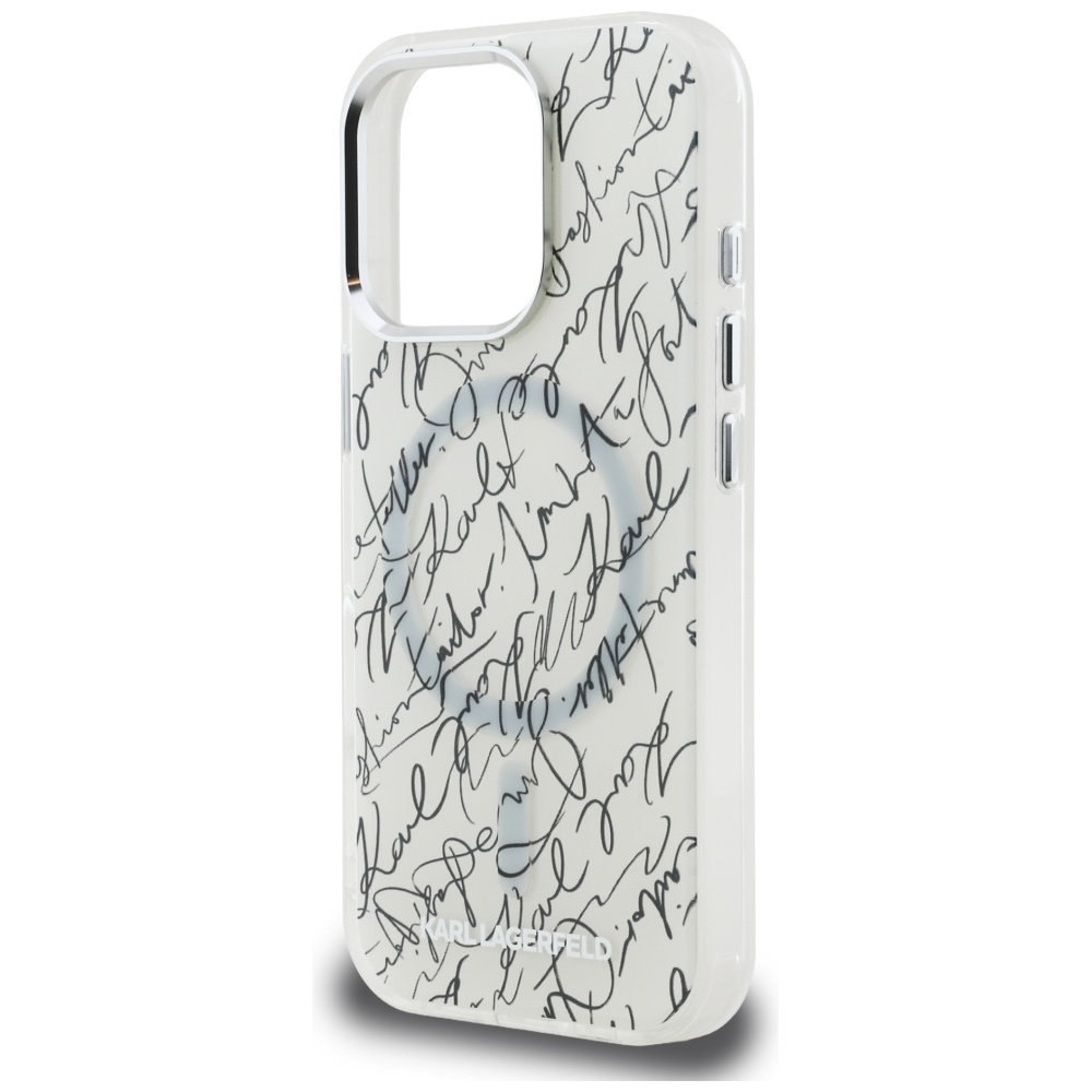 iTok webáruház - Karl Lagerfeld Karl Lagerfeld IML Karl Script Pattern MagSafe tok iPhone 16 Pro készülékhez (fehér) 6 Karl Lagerfeld IML Karl Script Pattern MagSafe Case for iPhone 16 Pro (fehér)