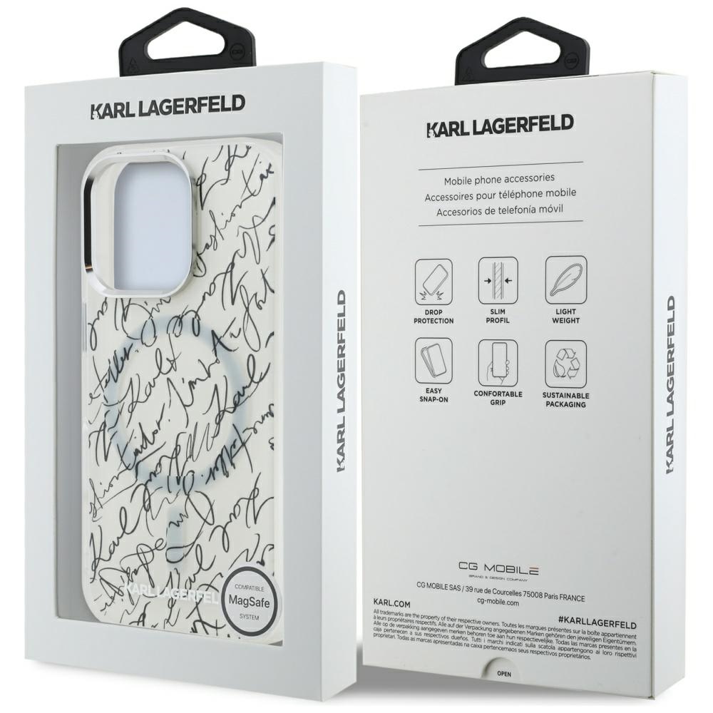 iTok webáruház - Karl Lagerfeld Karl Lagerfeld IML Karl Script Pattern MagSafe tok iPhone 16 Pro készülékhez (fehér) 8 Karl Lagerfeld IML Karl Script Pattern MagSafe Case for iPhone 16 Pro (fehér)