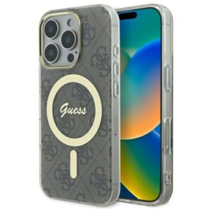 Guess IML 4G MagSafe tok iPhone 16 Pro készülékhez (barna)