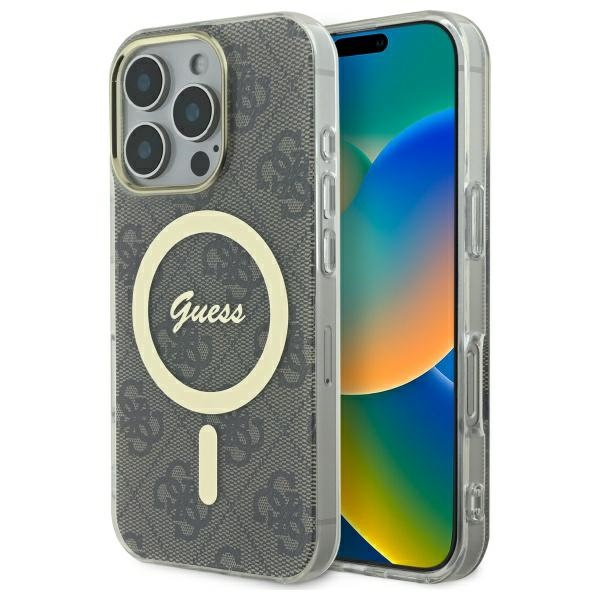 iTok webáruház - Guess Guess IML 4G MagSafe tok iPhone 16 Pro készülékhez (barna) 1 Guess IML 4G MagSafe case for iPhone 16 Pro (barna)