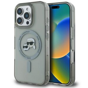 Karl Lagerfeld IML Metal Karl&Choupette Head MagSafe tok iPhone 16 Pro készülékhez (fekete)