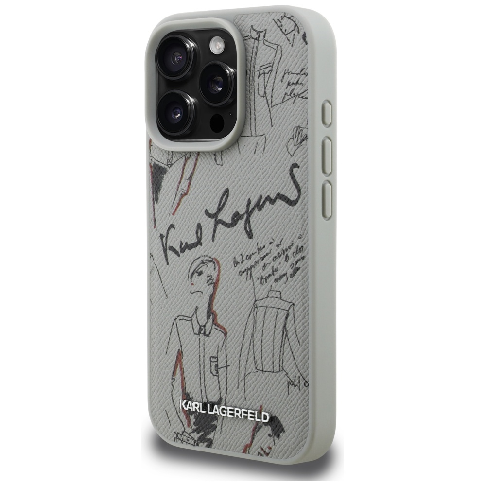 iTok webáruház - Karl Lagerfeld Karl Lagerfeld Grained Pattern & Logo MagSafe tok iPhone 16 Pro készülékhez (szürke) 2 Karl Lagerfeld Grained Pattern & Logo MagSafe Case for iPhone 16 Pro (szürke)