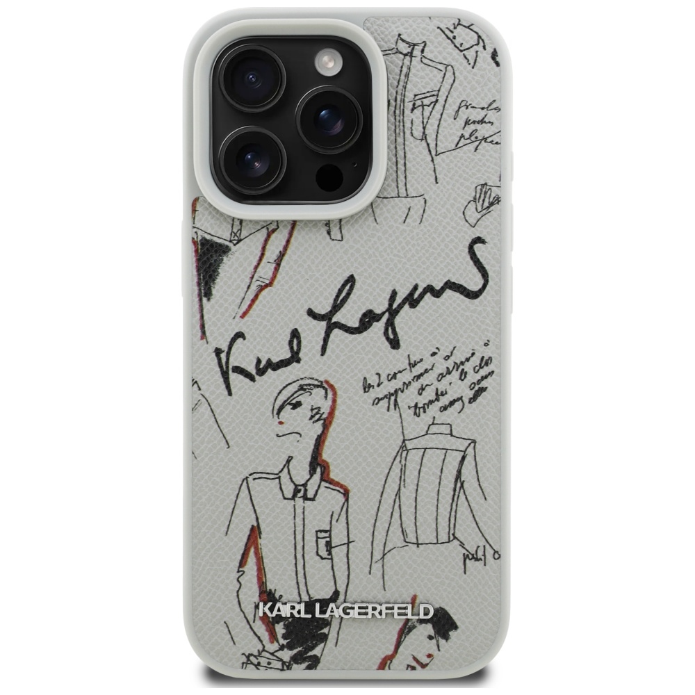 iTok webáruház - Karl Lagerfeld Karl Lagerfeld Grained Pattern & Logo MagSafe tok iPhone 16 Pro készülékhez (szürke) 3 Karl Lagerfeld Grained Pattern & Logo MagSafe Case for iPhone 16 Pro (szürke)