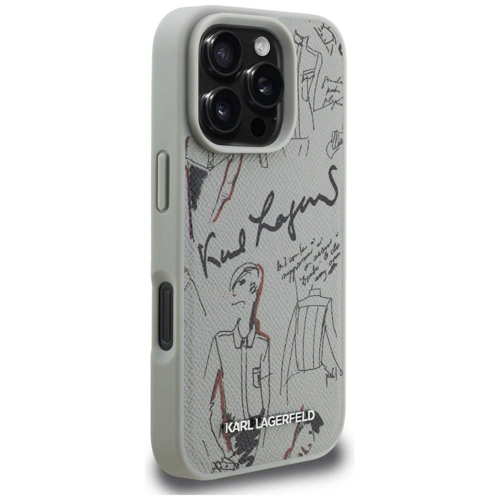 iTok webáruház - Karl Lagerfeld Karl Lagerfeld Grained Pattern & Logo MagSafe tok iPhone 16 Pro készülékhez (szürke) 4 Karl Lagerfeld Grained Pattern & Logo MagSafe Case for iPhone 16 Pro (szürke)