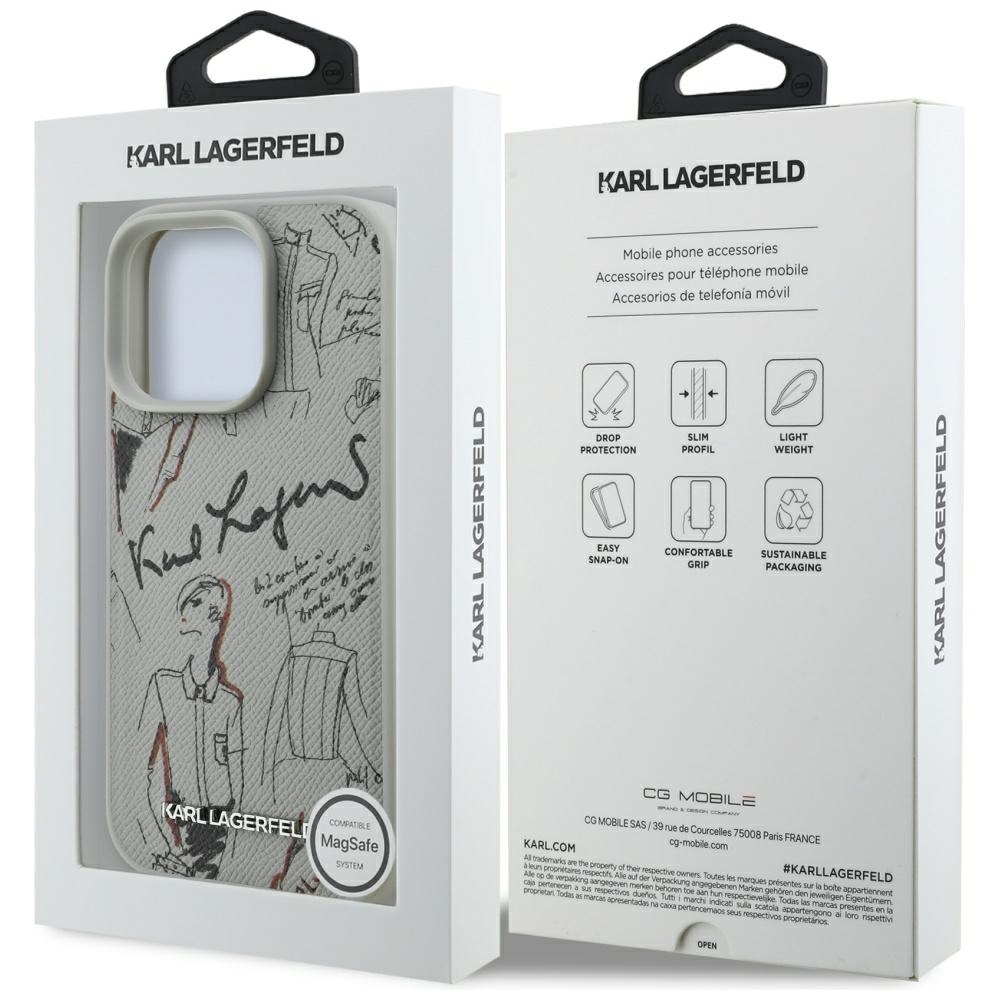 iTok webáruház - Karl Lagerfeld Karl Lagerfeld Grained Pattern & Logo MagSafe tok iPhone 16 Pro készülékhez (szürke) 8 Karl Lagerfeld Grained Pattern & Logo MagSafe Case for iPhone 16 Pro (szürke)