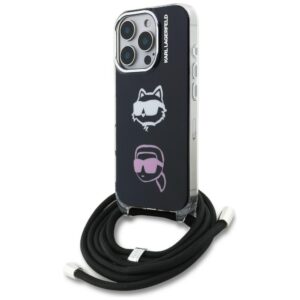 Karl Lagerfeld IML Crossbody Karl&Choupette Head tok iPhone 16 Pro készülékhez (fekete)