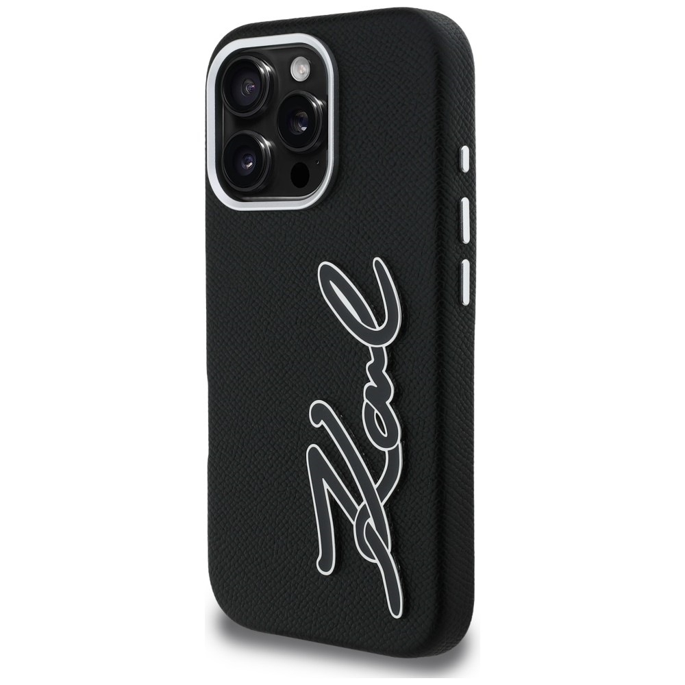 iTok webáruház - Karl Lagerfeld Karl Lagerfeld FW Grained Signature Logo iPhone 16 Pro tok (fekete) 2 Karl Lagerfeld FW Grained Signature Logo iPhone 16 Pro Case (fekete)