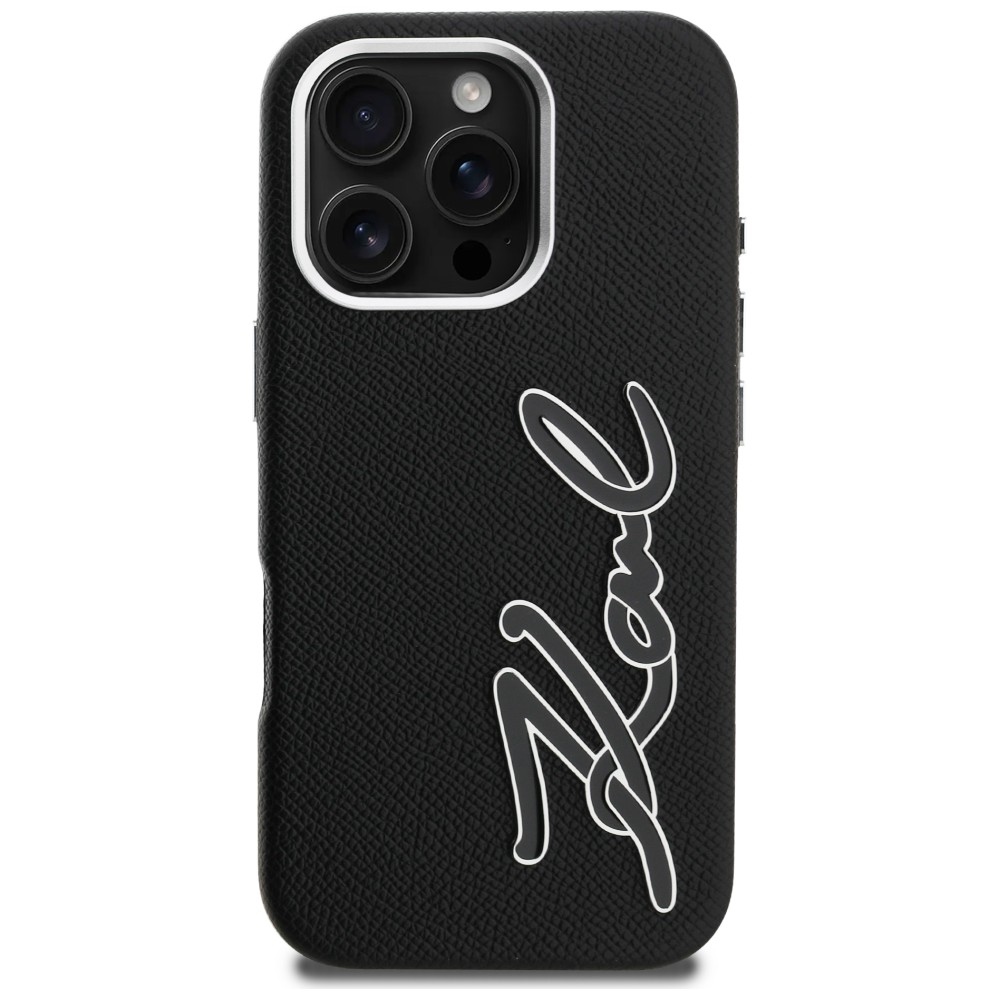 iTok webáruház - Karl Lagerfeld Karl Lagerfeld FW Grained Signature Logo iPhone 16 Pro tok (fekete) 3 Karl Lagerfeld FW Grained Signature Logo iPhone 16 Pro Case (fekete)