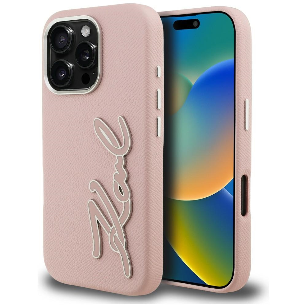 iTok webáruház - Karl Lagerfeld Karl Lagerfeld FW Grained Signature Logo tok iPhone 16 Pro készülékhez (rózsaszín) 1 Karl Lagerfeld FW Grained Signature Logo iPhone 16 Pro Case (rózsaszín)