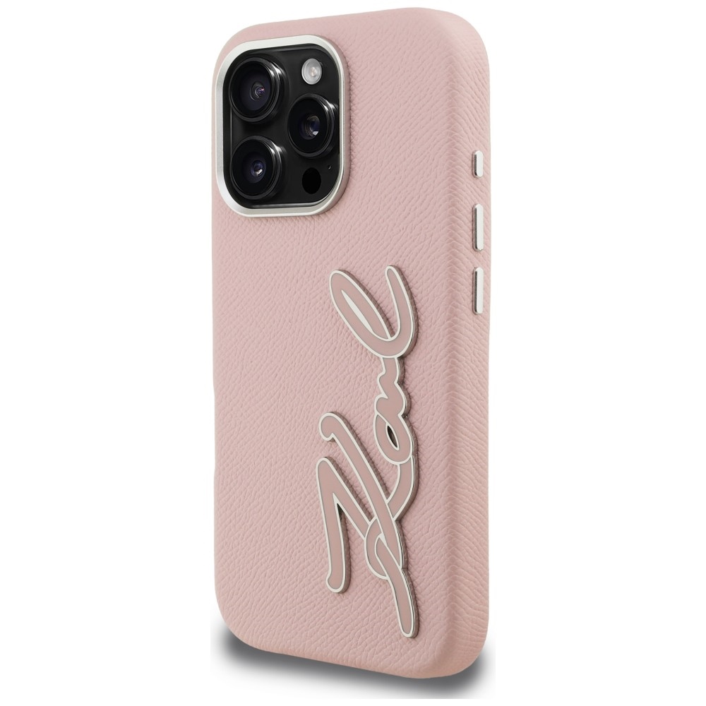 iTok webáruház - Karl Lagerfeld Karl Lagerfeld FW Grained Signature Logo tok iPhone 16 Pro készülékhez (rózsaszín) 2 Karl Lagerfeld FW Grained Signature Logo iPhone 16 Pro Case (rózsaszín)