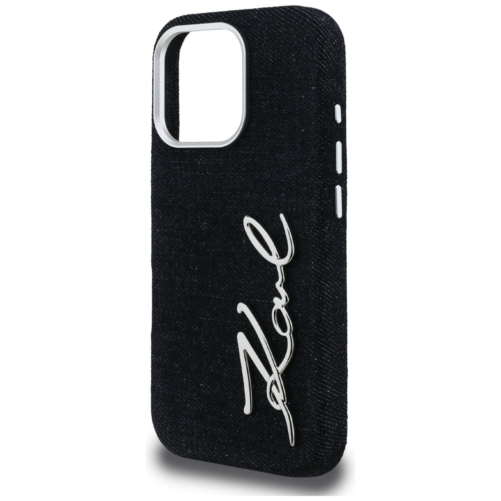 iTok webáruház - Karl Lagerfeld Karl Lagerfeld Signature Jeans farmerhatású tok iPhone 16 Pro készülékhez (fekete) 6 Karl Lagerfeld FW Jeans Signature Logo iPhone 16 Pro Case (fekete)