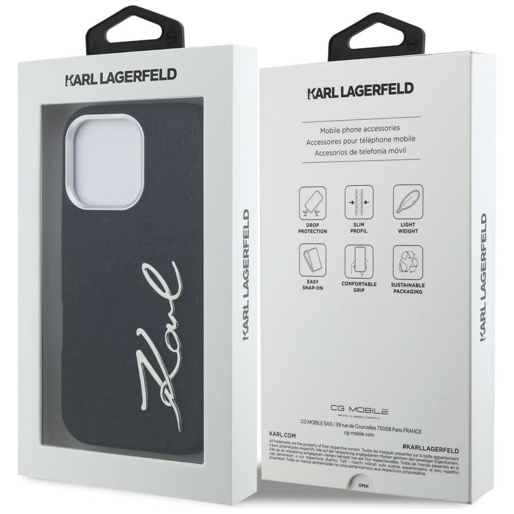 iTok webáruház - Karl Lagerfeld Karl Lagerfeld Signature Jeans farmerhatású tok iPhone 16 Pro készülékhez (fekete) 8 Karl Lagerfeld FW Jeans Signature Logo iPhone 16 Pro Case (fekete)