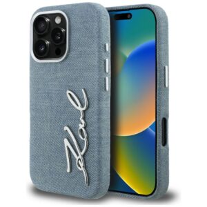 Karl Lagerfeld FW Jeans Signature Logo tok iPhone 16 Pro (kék)