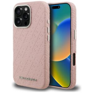 Karl Lagerfeld FW Stamped Karl MagSafe tok iPhone 16 Pro készülékhez (rózsaszín)