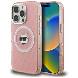 Karl Lagerfeld IML Choupette Head Logo MagSafe tok iPhone 16 Pro készülékhez (rózsaszín)