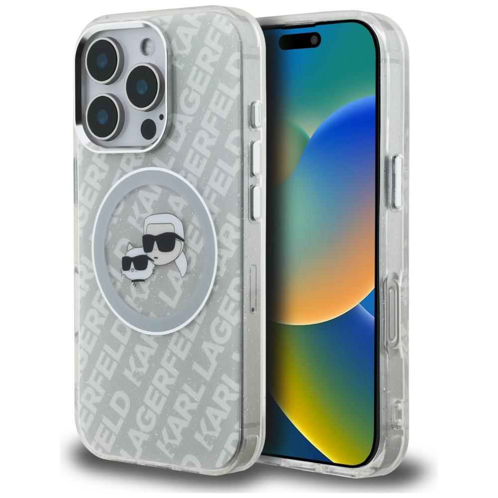 iTok webáruház - Karl Lagerfeld Karl Lagerfeld IML Glitter Karl & Choupette Heads Logo MagSafe tok iPhone 16 Pro-hoz (szürke) 1 Karl Lagerfeld IML Glitter Karl & Choupette Heads Logo MagSafe Case for iPhone 16 Pro (szürke)