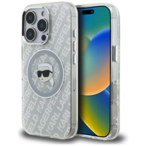 Karl Lagerfeld IML Karl Head Logo MagSafe tok iPhone 16 Pro készülékhez (szürke)