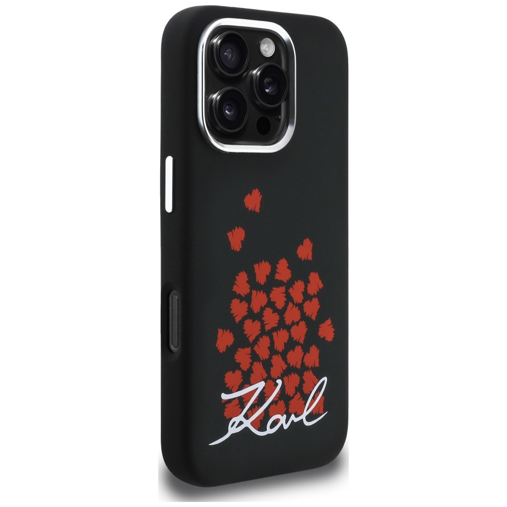 iTok webáruház - Karl Lagerfeld Karl Lagerfeld Silicone Heart Sign Logo MagSafe tok iPhone 16 Pro készülékhez (fekete) 4 Karl Lagerfeld Silicone Heart Sign Logo MagSafe Case for iPhone 16 Pro (fekete)