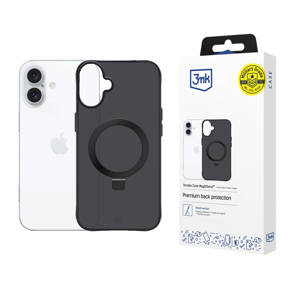 iTok webáruház - 3MK 3mk Smoke MagSafe tok állvánnyal iPhone 17-hez (fekete) 1 3mk Smoke Case Mag&Stand for iPhone 17 (fekete)