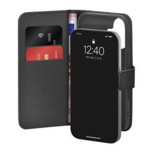 Puro Wallet Stand tok iPhone 17 készülékhez (fekete)