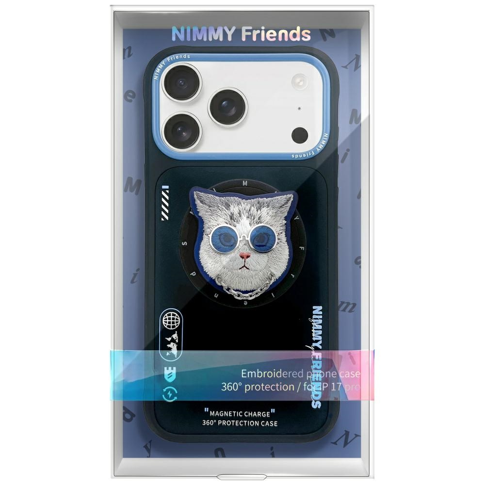 iTok webáruház - Hurtel Nimmy Glasses Cool Cat MagSafe tok iPhone 17-hez (fekete és kék) 2 Nimmy Glasses Cool Cat MagSafe Case for iPhone 17 (fekete és kék)