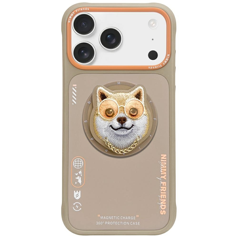 iTok webáruház - Hurtel Nimmy Glasses Cool Dog MagSafe tok iPhone 17-hez (bézs) 1 Nimmy Glasses Cool nag MagSafe Case for iPhone 17 (bézs)