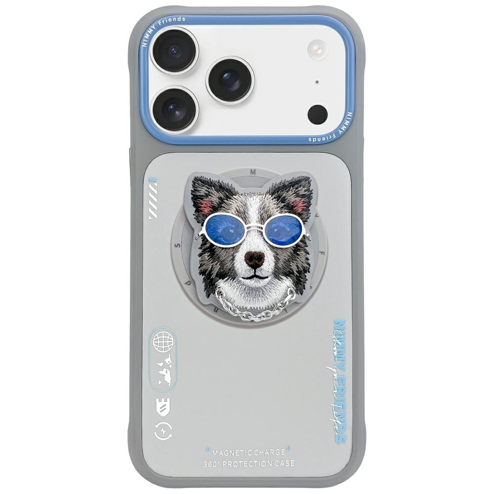 iTok webáruház - Hurtel Nimmy Glasses Cool Dog MagSafe tok iPhone 17-hez (szürke) 1 Nimmy Glasses Cool nag MagSafe case for iPhone 17 (szürke)