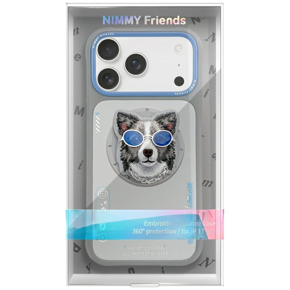 iTok webáruház - Hurtel Nimmy Glasses Cool Dog MagSafe tok iPhone 17-hez (szürke) 2 Nimmy Glasses Cool nag MagSafe case for iPhone 17 (szürke)