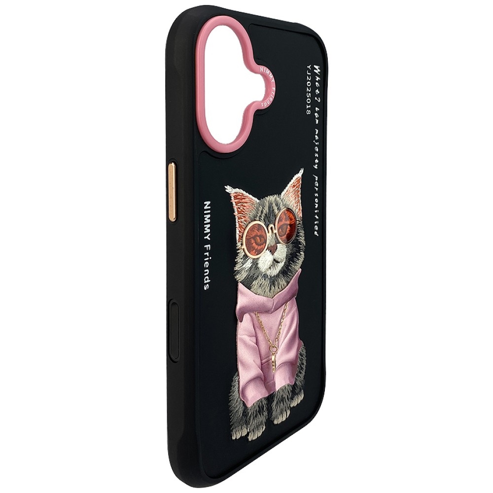 iTok webáruház - Hurtel Nimmy Glasses Cool Cat tok iPhone 17-hez (fekete) 4 Nimmy Glasses Cool Cat case for iPhone 17 (fekete)