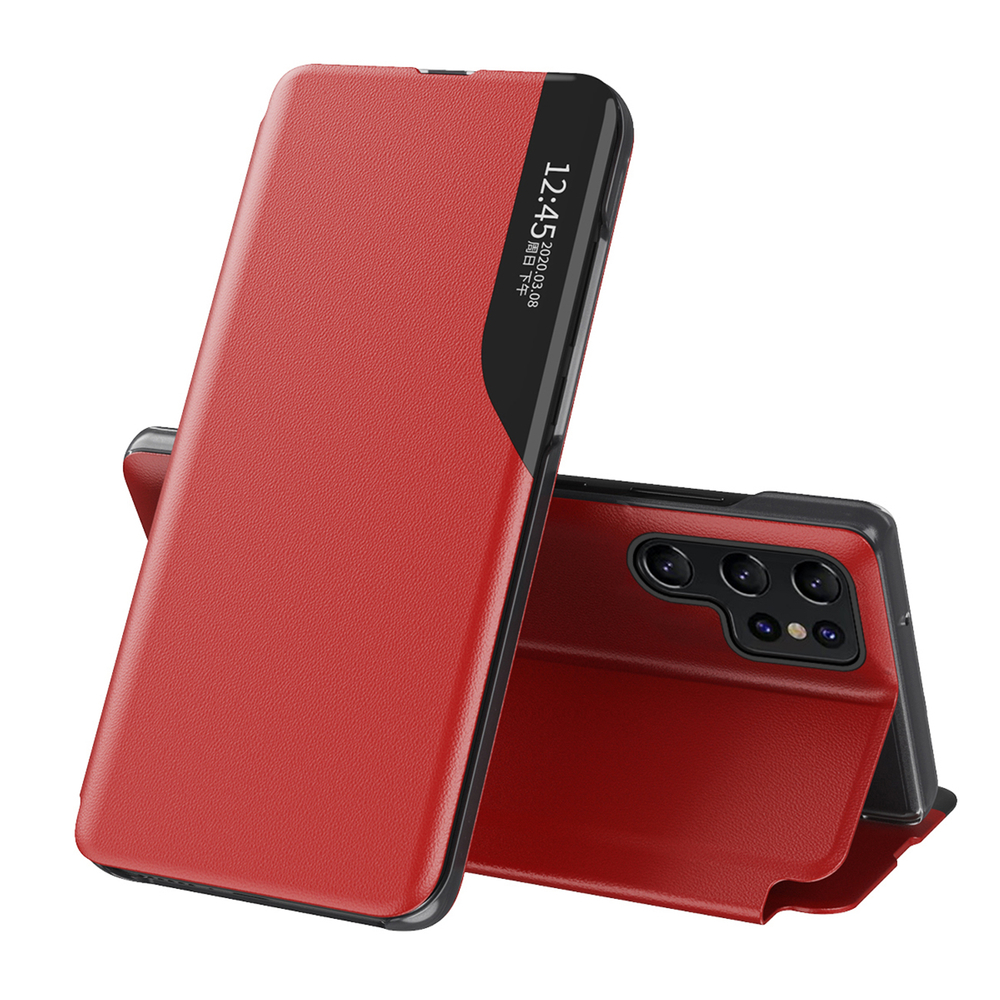 iTok webáruház - Hurtel Hurtel Eco Leather View Case tok Samsung Galaxy S25 Ultra készülékhez (piros) 1 Eco Leather View Case for Samsung Galaxy S25 Ultra with Flip and Stand (piros)