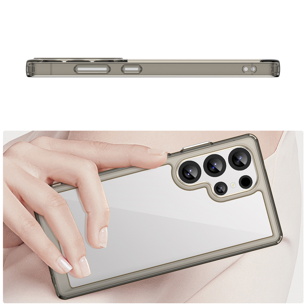 iTok webáruház - Hurtel Outer Space Case szilikon tok Samsung Galaxy S25 Ultra készülékhez (átlátszó fekete) 4 Outer Space Case with Gel Frame for Samsung Galaxy S25 Ultra (átlátszó fekete)