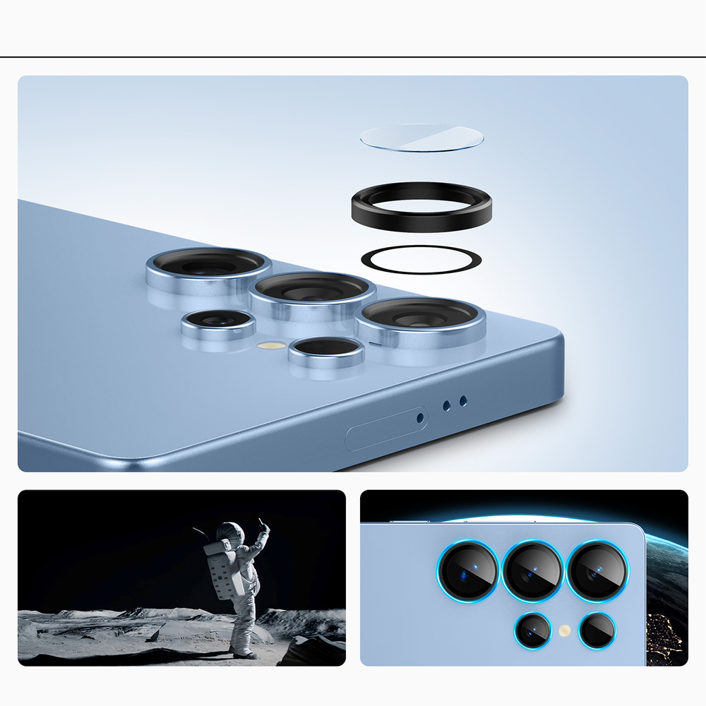 iTok webáruház - Spigen Spigen Optik Pro GLAS.TR EZ FIT 2 db kameravédő Samsung Galaxy S25 Ultra készülékhez (fekete) 8 Spigen Optik Pro GLAS.TR EZ FIT 2-pack Camera Cover for Samsung Galaxy S25 Ultra (fekete)
