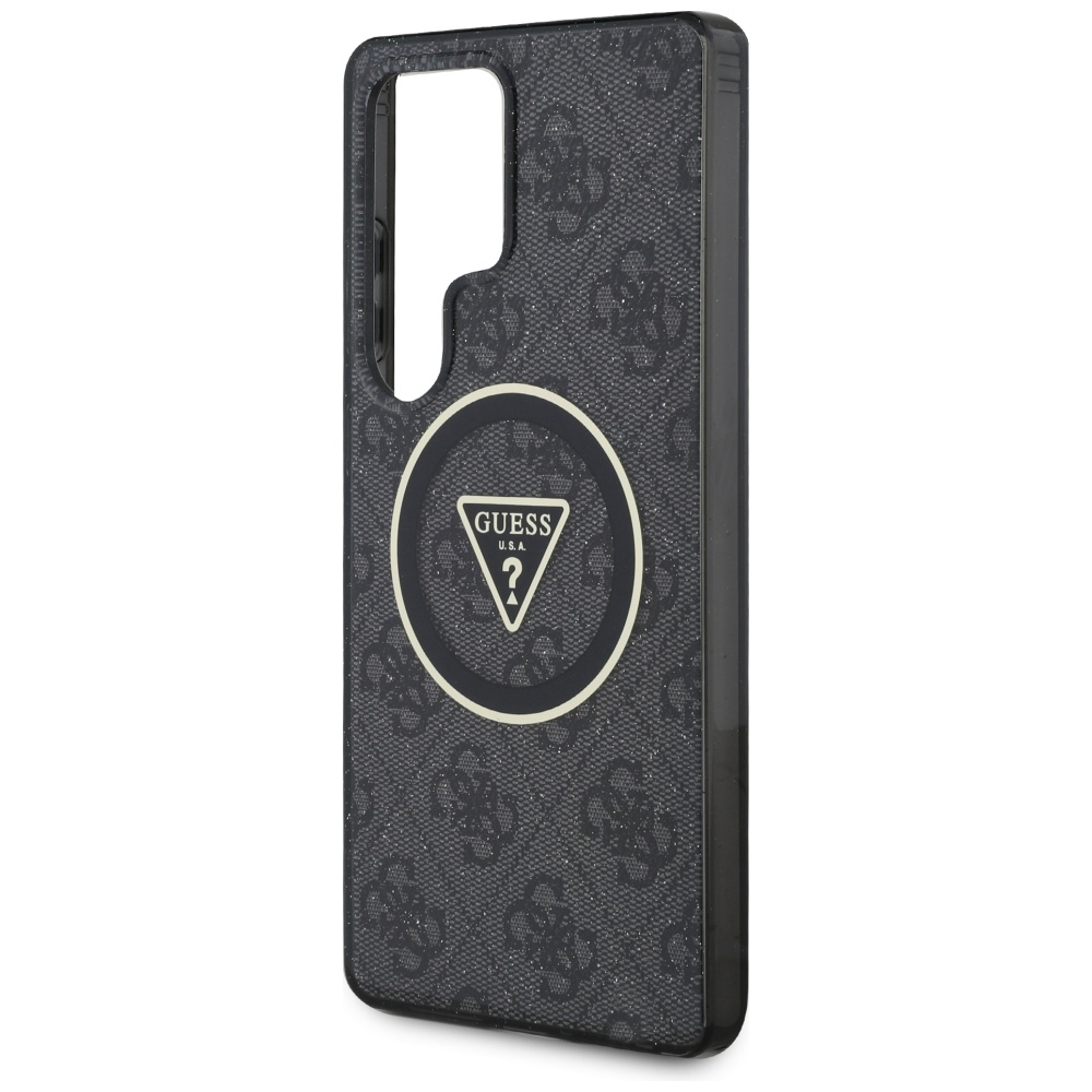 iTok webáruház - Guess Guess 4G Glitter Triangle Buttons MagSafe tok Samsung Galaxy S25 Ultra készülékhez, fekete 6 Guess 4G Glitter Triangle Buttons MagSafe Case for Samsung Galaxy S25 Ultra Black