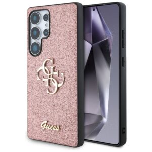 Guess Fixed Glitter Big 4G Metal Logo tok Samsung Galaxy S25 Ultra készülékhez – rózsaszín